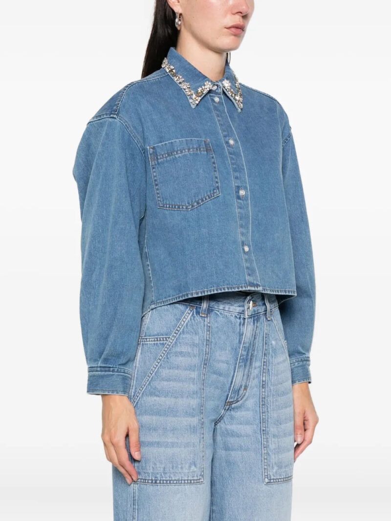 SANDRO embellished-collar denim shirt