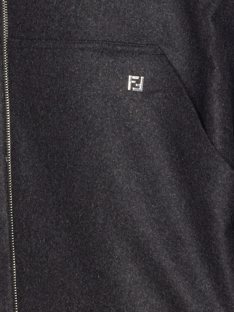 FENDI  logo-plaque zip-up hoodie