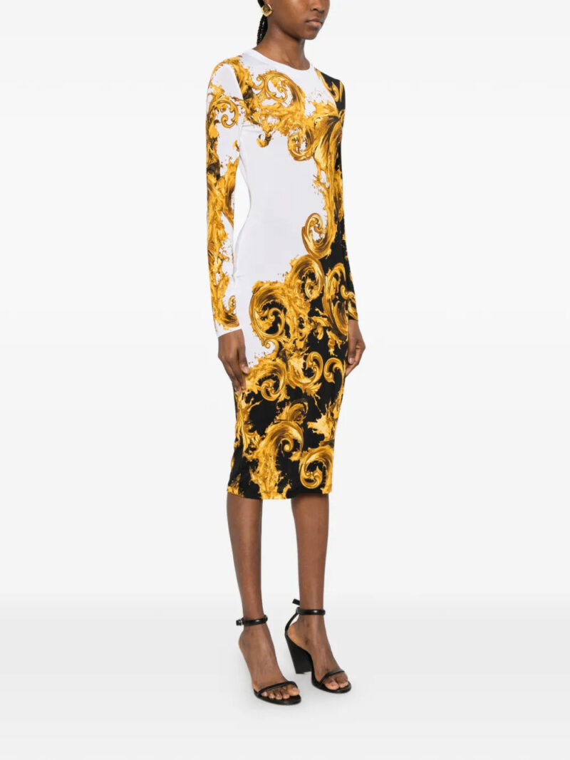 Versace Jeans Couture  Barocco-print long-sleeve midi dress