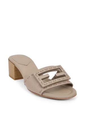 FENDI  Baguette whipstitch-trim heeled sandals