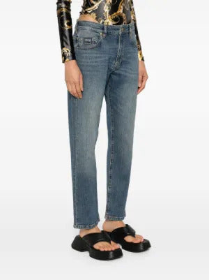 Versace Jeans Couture logo-embroidered slim-cut jeans