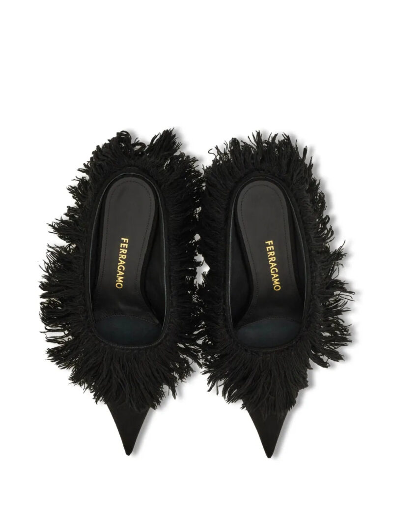 Ferragamo  Eva feathered-detail mules