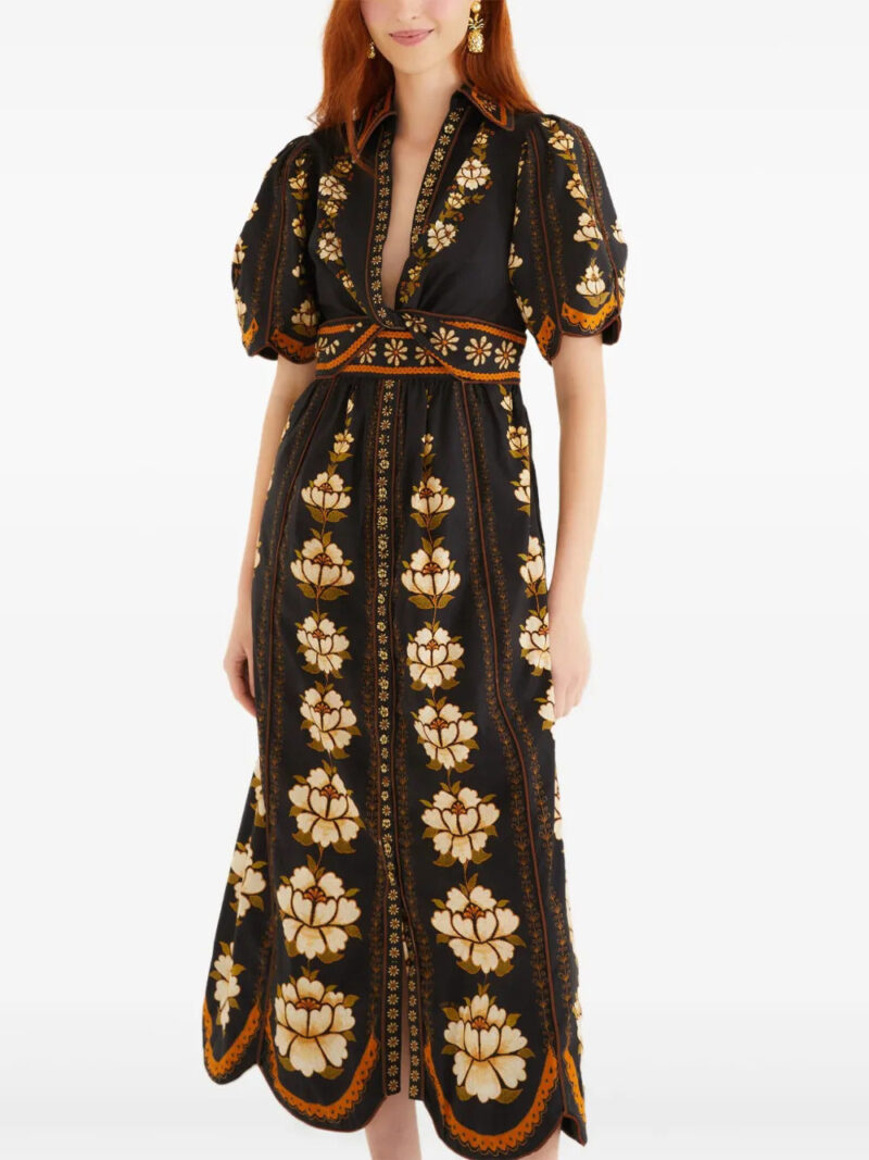 FARM Rio  embroidered flowers midi dress