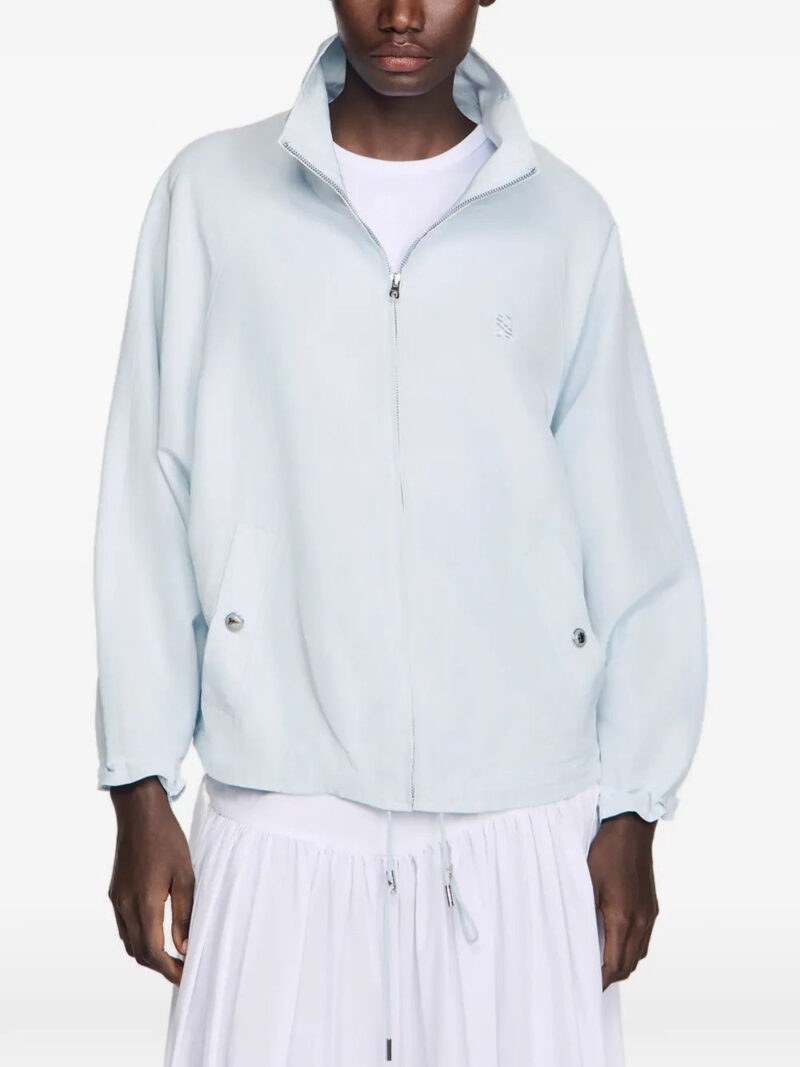 SANDRO logo-embroidery funnel-neck jacket