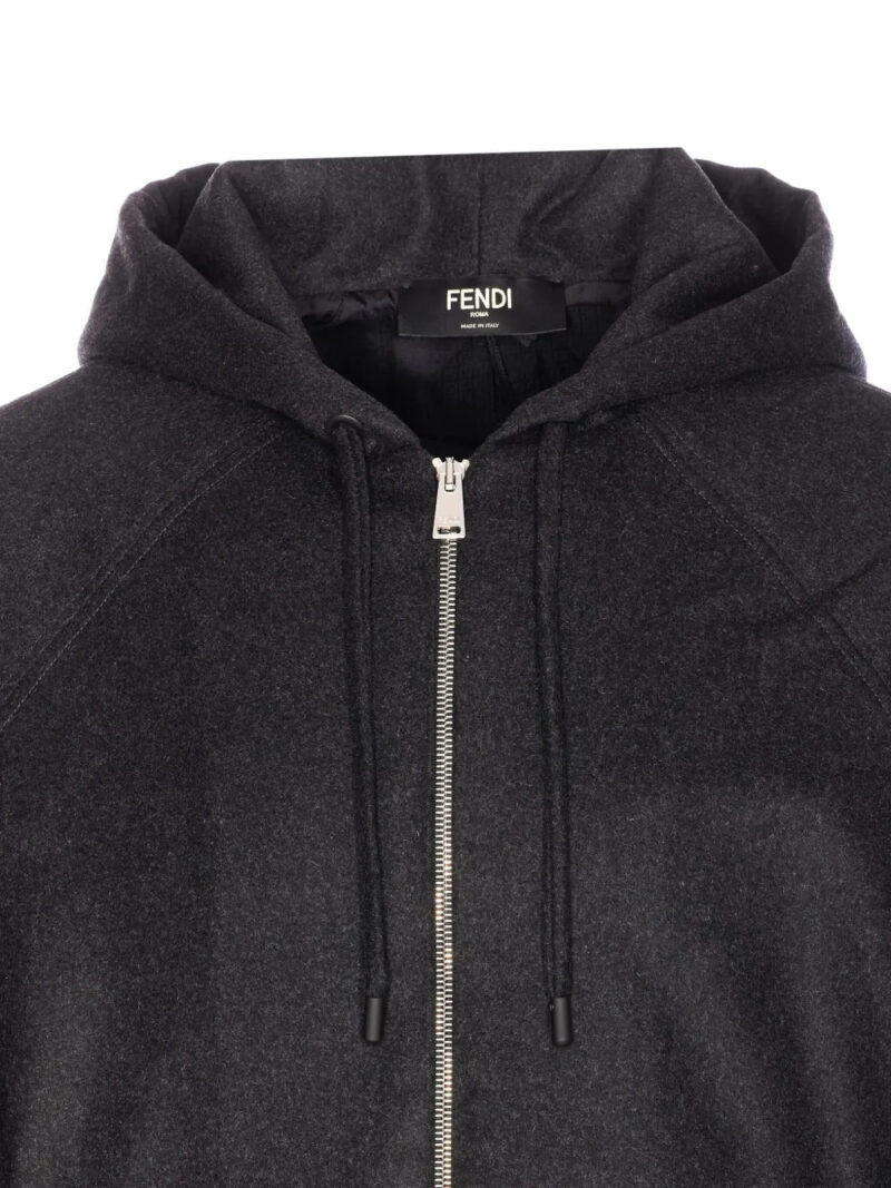 FENDI  logo-plaque zip-up hoodie