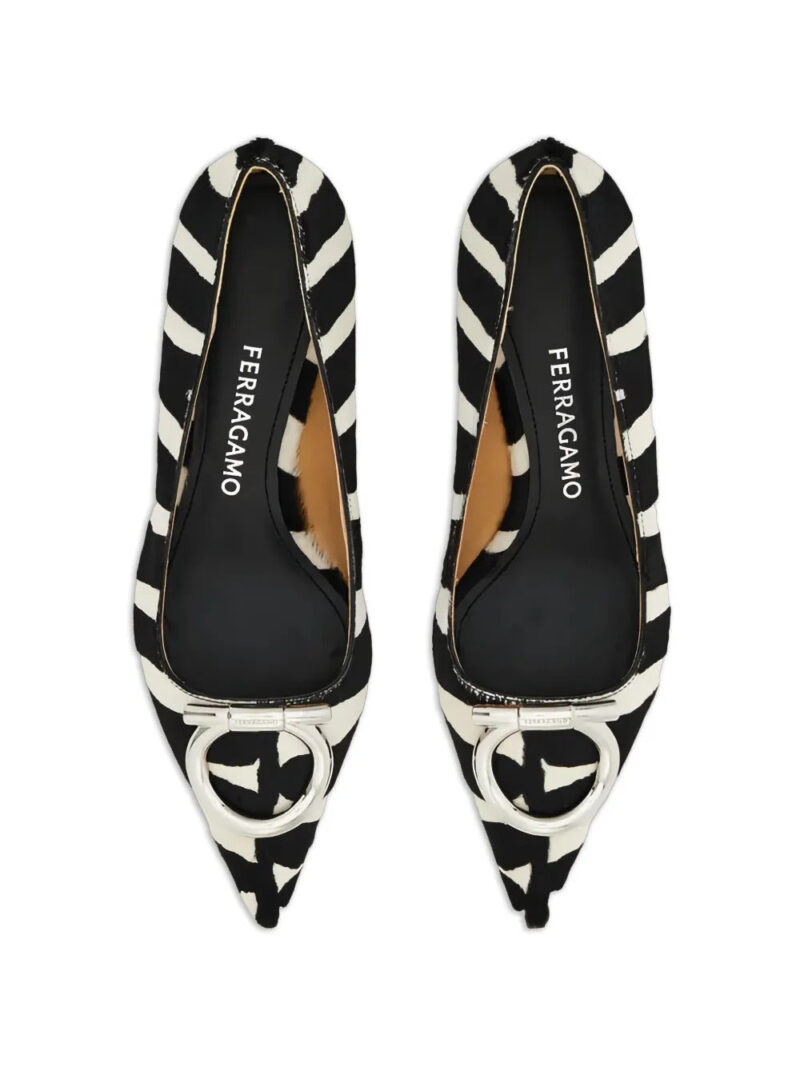 Ferragamo  Maxi Gancini zebra buckle pumps