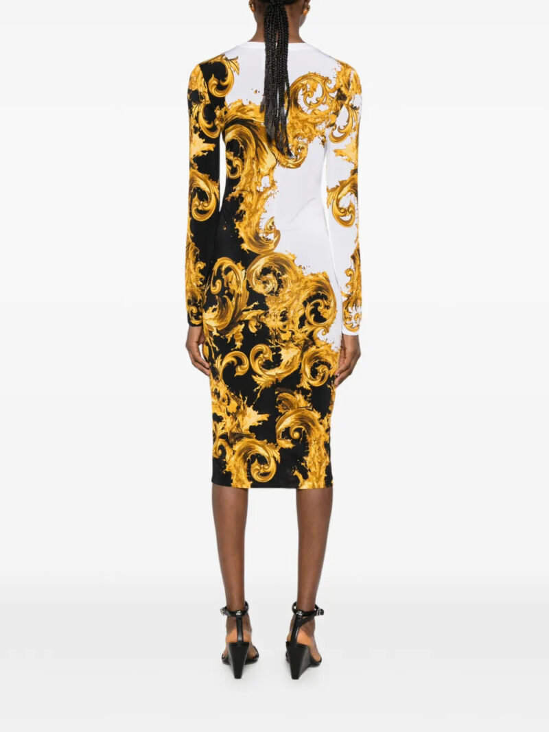 Versace Jeans Couture  Barocco-print long-sleeve midi dress