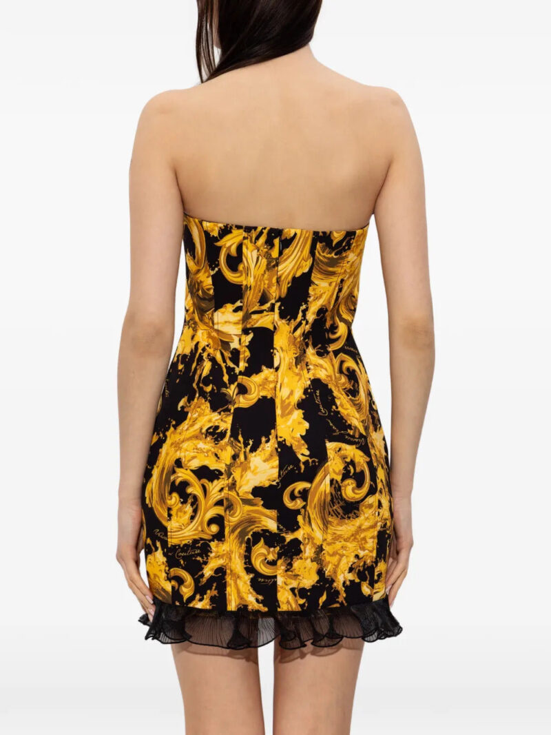 Versace Jeans Couture off-shoulder ruffled-details baroque-print mini dress