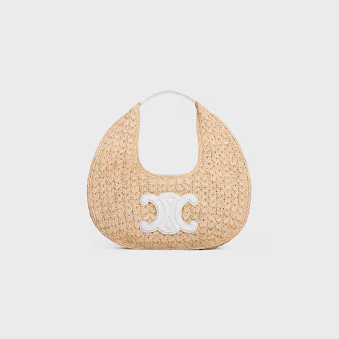 CELINE celine classic panier HOBO BAG IN Raffia and Calfskin