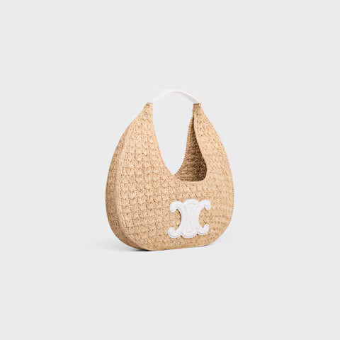CELINE celine classic panier HOBO BAG IN Raffia and Calfskin