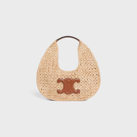 CELINE  celine classic panier HOBO BAG IN Raffia and Calfskin