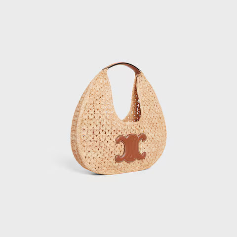 CELINE  celine classic panier HOBO BAG IN Raffia and Calfskin