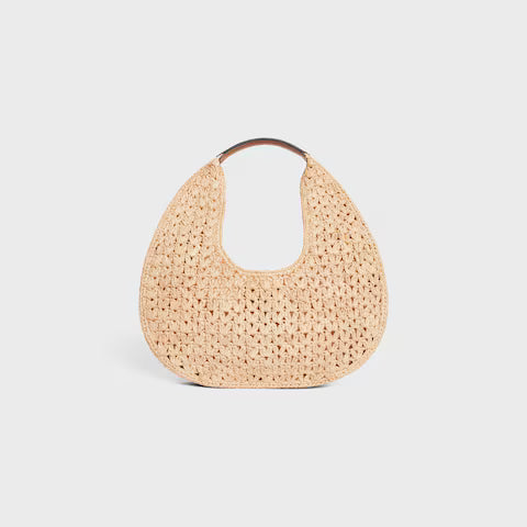 CELINE  celine classic panier HOBO BAG IN Raffia and Calfskin