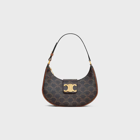 CELINE  MEDIUM AVA TRIOMPHE BAG IN Triomphe Canvas and calfskin