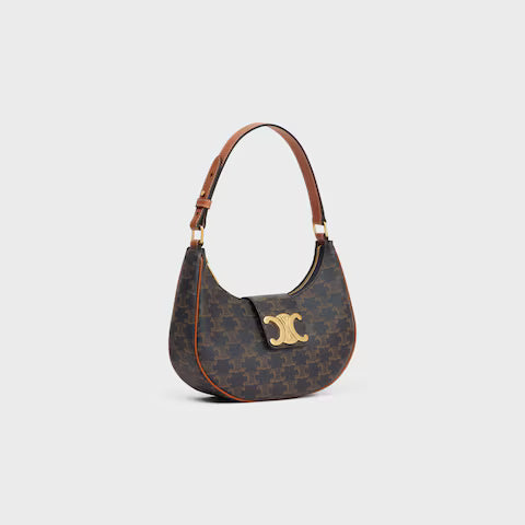 CELINE  MEDIUM AVA TRIOMPHE BAG IN Triomphe Canvas and calfskin