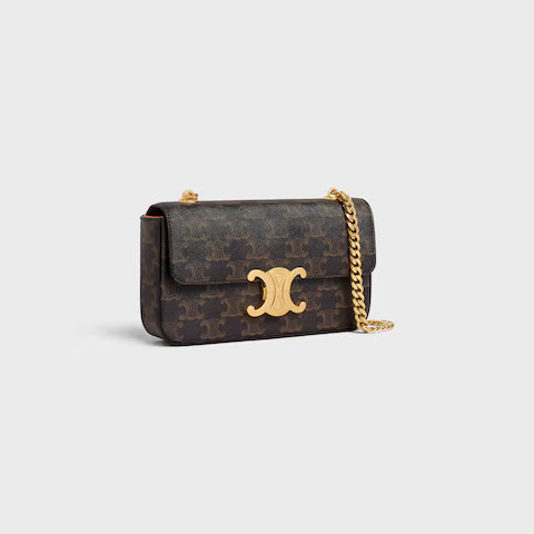 CELINE  CHAIN SHOULDER BAG CLAUDE in Triomphe canvas