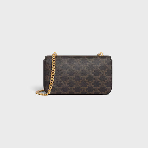 CELINE  CHAIN SHOULDER BAG CLAUDE in Triomphe canvas