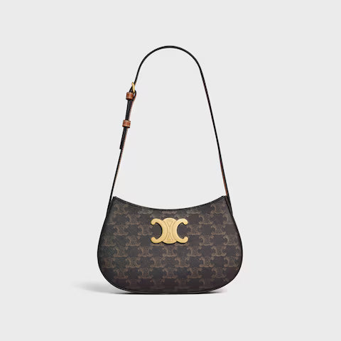 CELINE MEDIUM TILLY BAG IN Triomphe canvas and calfskin