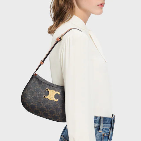 CELINE MEDIUM TILLY BAG IN Triomphe canvas and calfskin