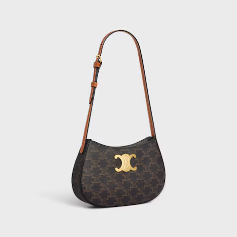 CELINE MEDIUM TILLY BAG IN Triomphe canvas and calfskin