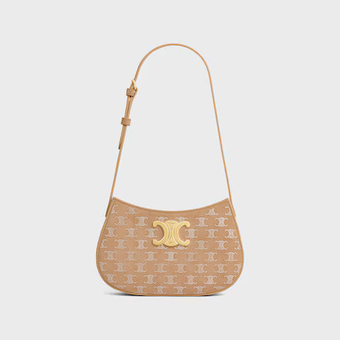 CELINE  MEDIUM TILLY BAG in SUEDE CALFSKIN WITH TRIOMPHE STRASS