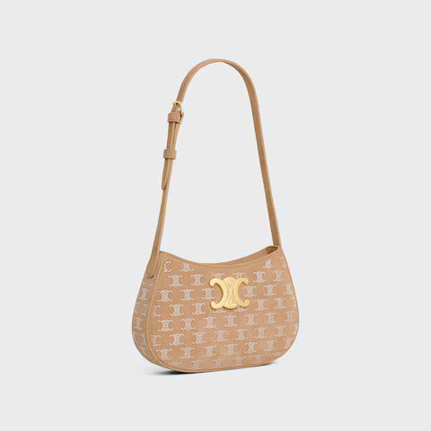 CELINE  MEDIUM TILLY BAG in SUEDE CALFSKIN WITH TRIOMPHE STRASS