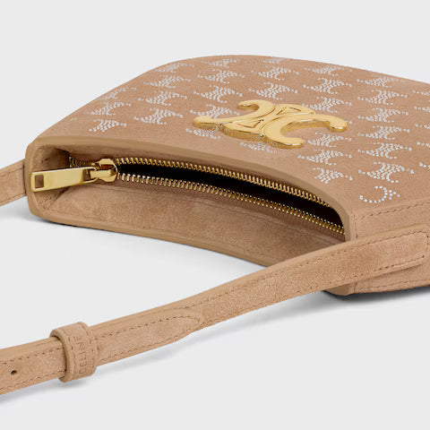 CELINE  MEDIUM TILLY BAG in SUEDE CALFSKIN WITH TRIOMPHE STRASS