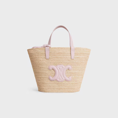 CELINE TEEN SUPPLE CELINE CLASSIC PANIER in Raffia and calfskin