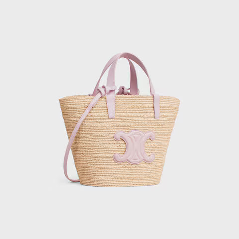 CELINE TEEN SUPPLE CELINE CLASSIC PANIER in Raffia and calfskin