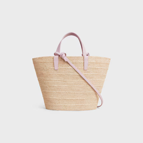 CELINE TEEN SUPPLE CELINE CLASSIC PANIER in Raffia and calfskin