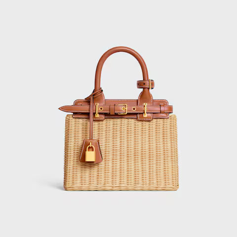 CELINE TEEN CELINE CONTI BAG IN WICKER AND NATURAL CALFSKIN