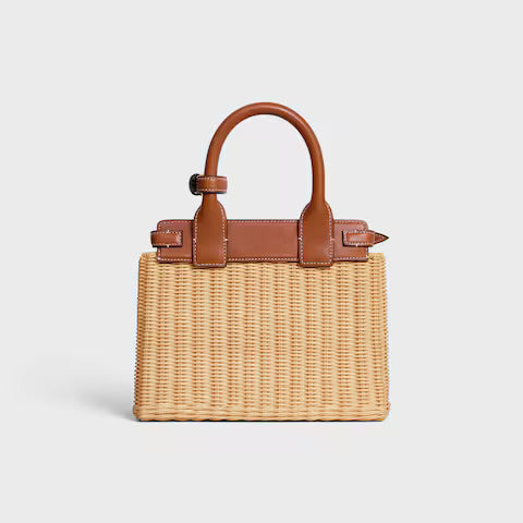 CELINE TEEN CELINE CONTI BAG IN WICKER AND NATURAL CALFSKIN