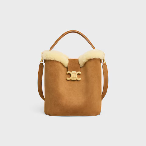 CELINE   MEDIUM LOUISE BAG in SUEDE CALFSKIN AND SHEARLING