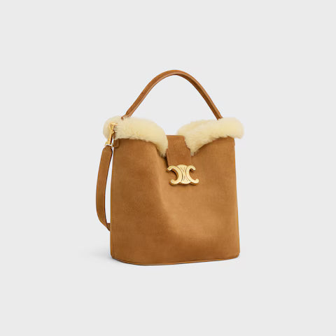 CELINE   MEDIUM LOUISE BAG in SUEDE CALFSKIN AND SHEARLING