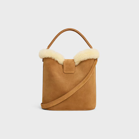 CELINE   MEDIUM LOUISE BAG in SUEDE CALFSKIN AND SHEARLING