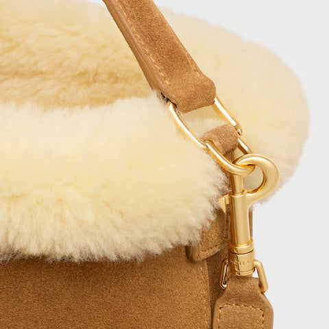 CELINE   MEDIUM LOUISE BAG in SUEDE CALFSKIN AND SHEARLING