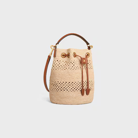 CELINE CLARA CELINE CLASSIC PANIER in RAFFIA AND CALFSKIN - Image 2