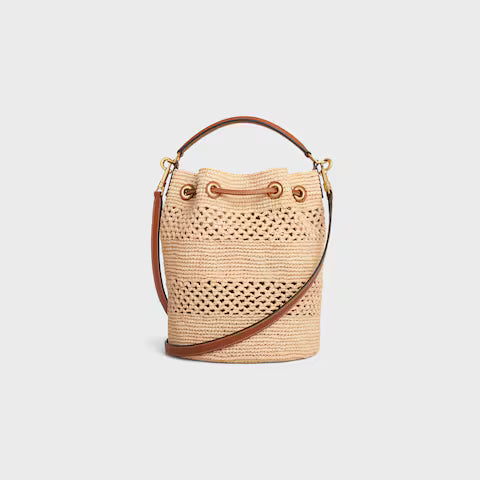 CELINE CLARA CELINE CLASSIC PANIER in RAFFIA AND CALFSKIN - Image 3