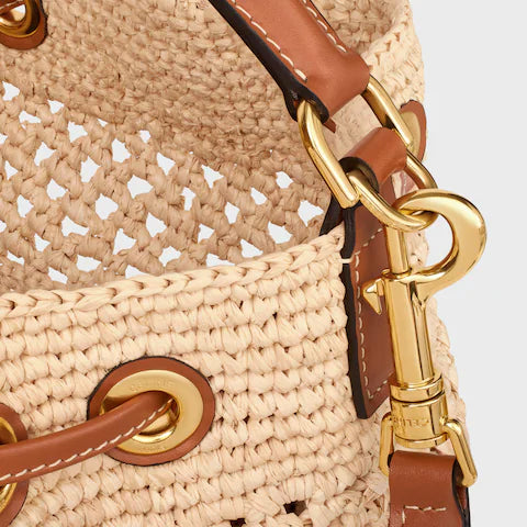 CELINE CLARA CELINE CLASSIC PANIER in RAFFIA AND CALFSKIN - Image 4