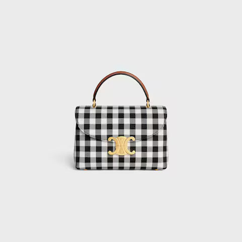 CELINE TEEN NINO BAG IN VICHY TEXTILE AND CALFSKIN