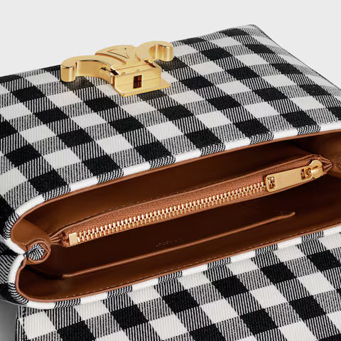 CELINE TEEN NINO BAG IN VICHY TEXTILE AND CALFSKIN