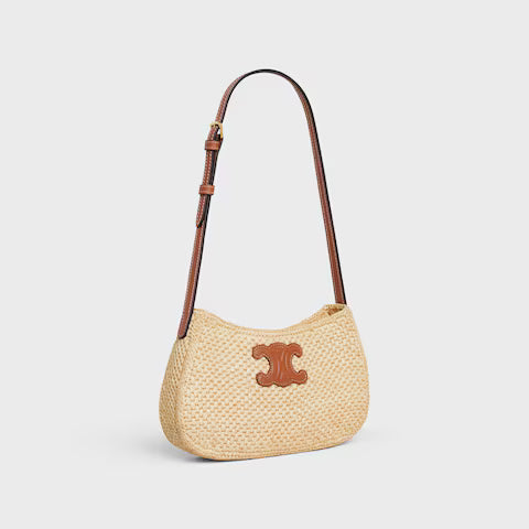 CELINE MEDIUM TILLY BAG IN RAFFIA AND CALFSKIN