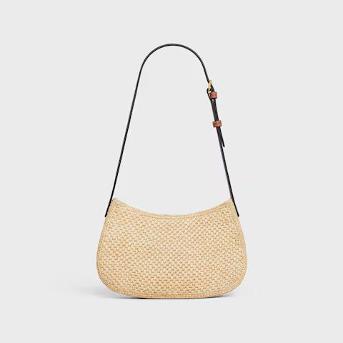 CELINE MEDIUM TILLY BAG IN RAFFIA AND CALFSKIN