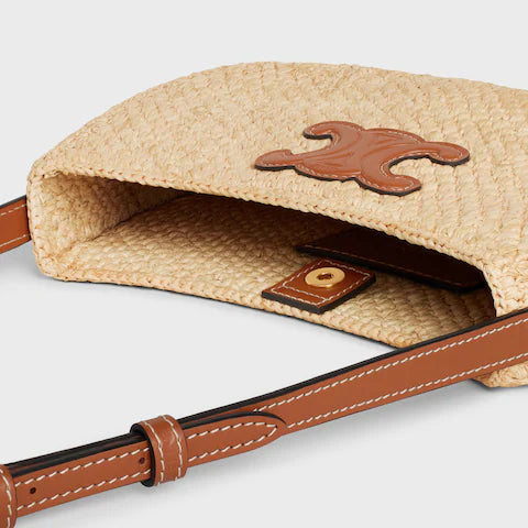 CELINE MEDIUM TILLY BAG IN RAFFIA AND CALFSKIN