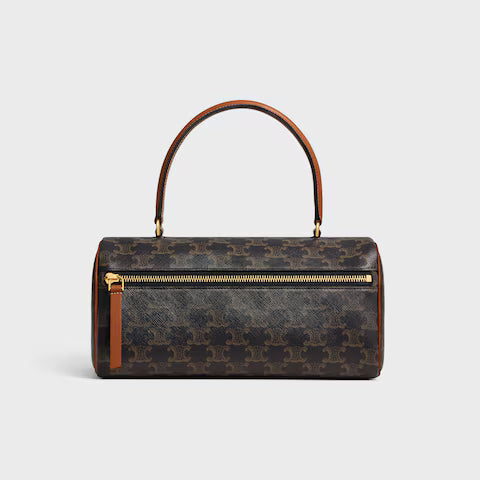CELINE  CYLINDER BAG IN Triomphe canvas and calfskin