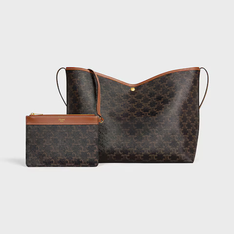 CELINE SOFT SHOPPER BAG IN Triomphe Canvas and Calfskin