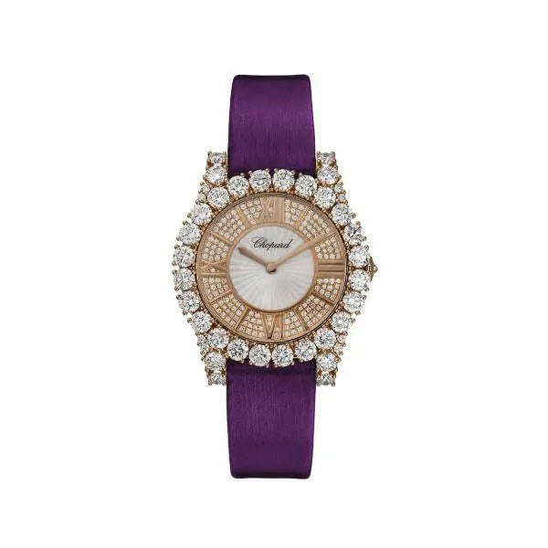 Chopard L’Heure Du Diamant 35.75Mm 18K Rose Gold Diamond Set Guilloche Ladies Watch
