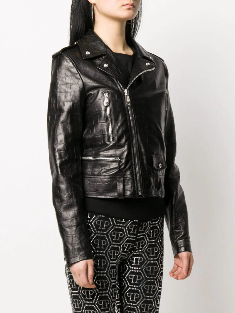 Philipp Plein  signature leather biker jacket
