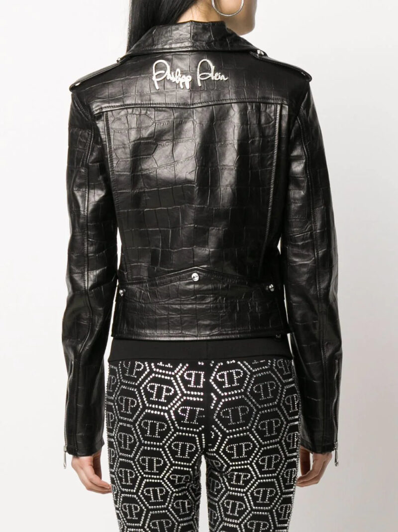 Philipp Plein  signature leather biker jacket