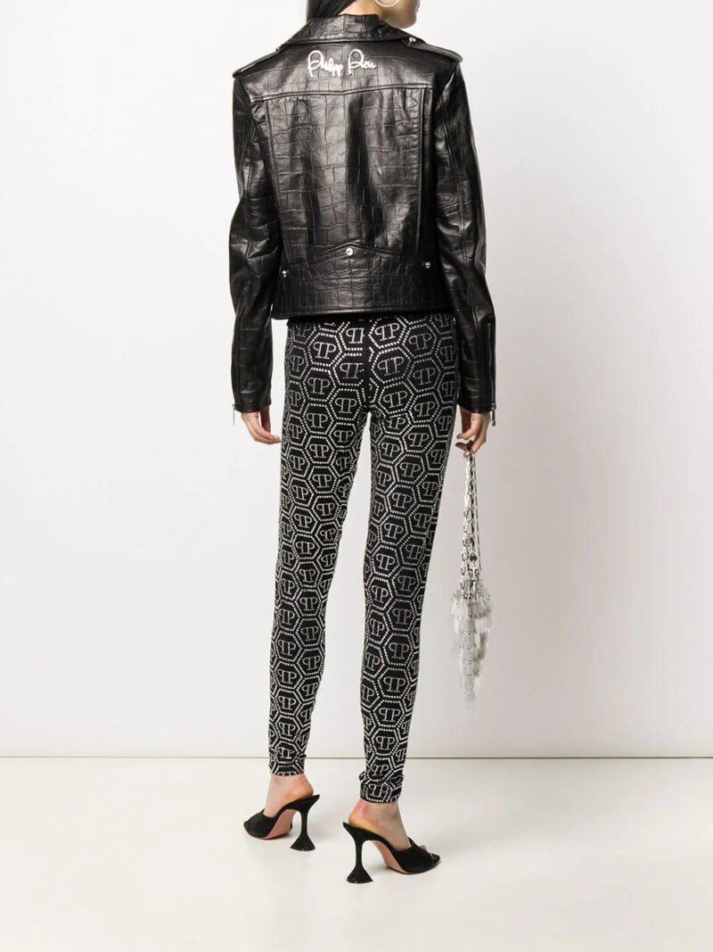 Philipp Plein  signature leather biker jacket
